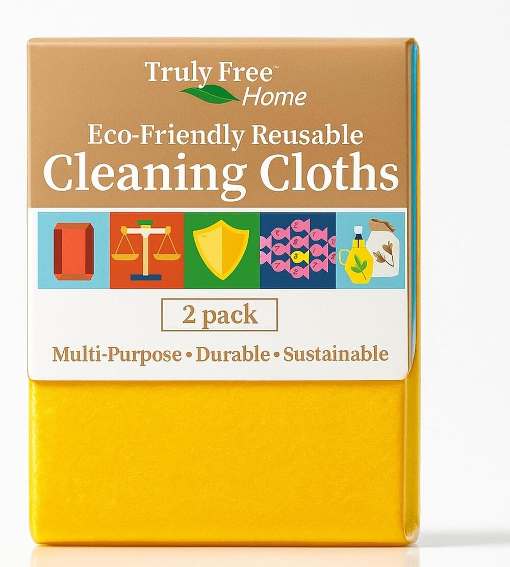 Truly Free Reusable Cleaning Cloth, 2 Pack - Multipurpose Super Absorbent Rags